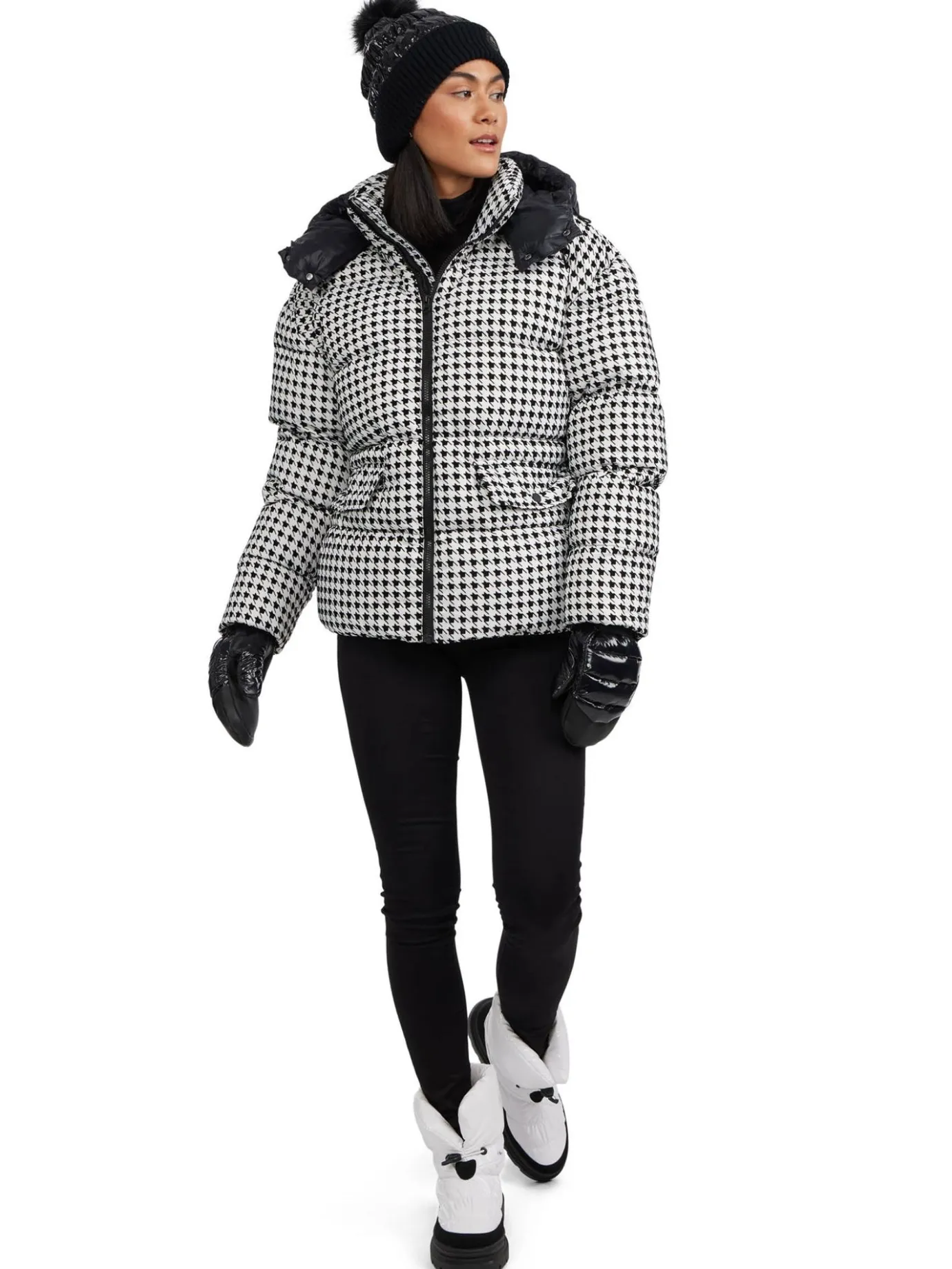 Fashion Ascella Manteau Matelasse Surdimensionne Court A Motif Pied- Femmes Matelassés