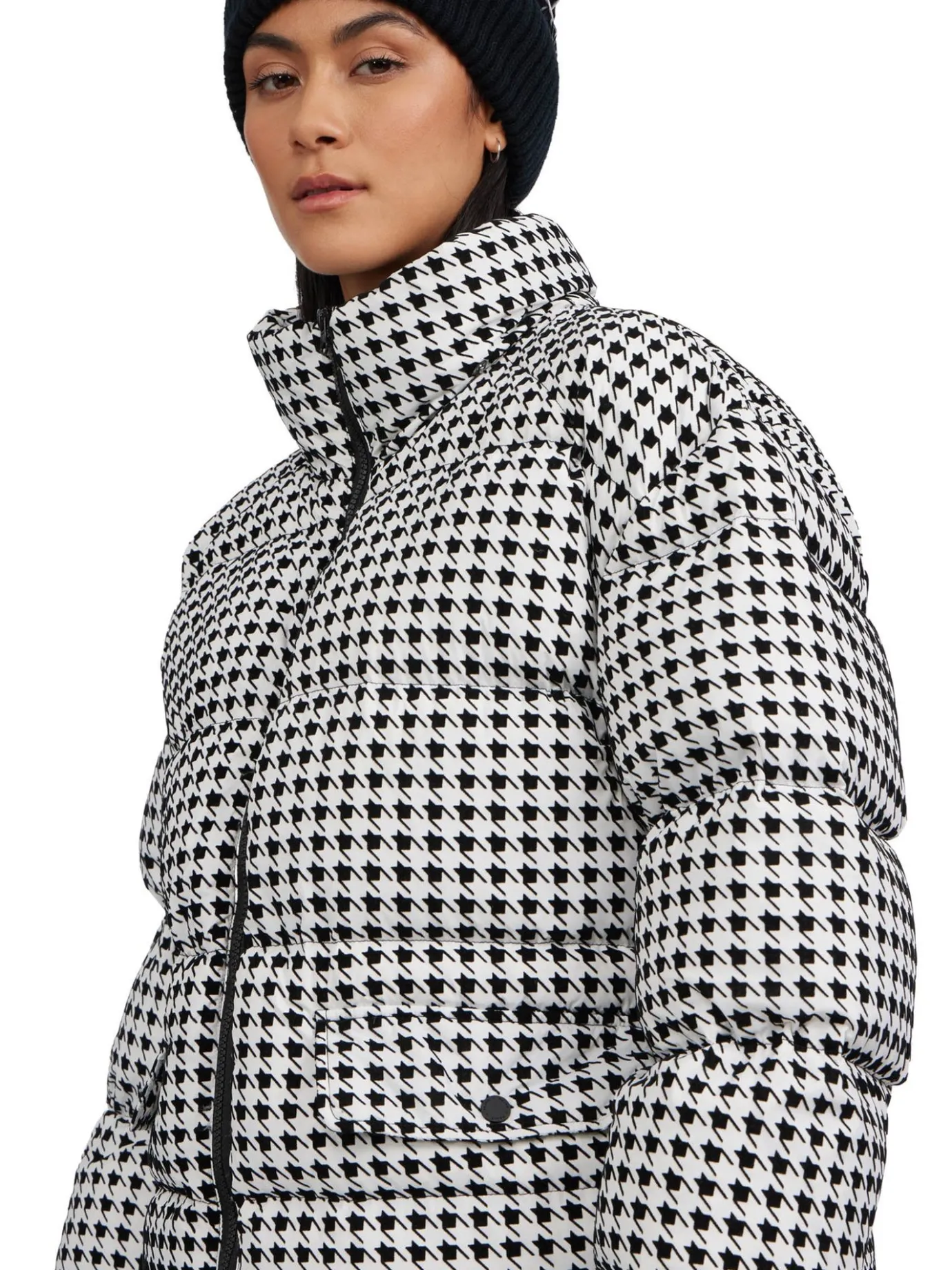 Fashion Ascella Manteau Matelasse Surdimensionne Court A Motif Pied- Femmes Matelassés