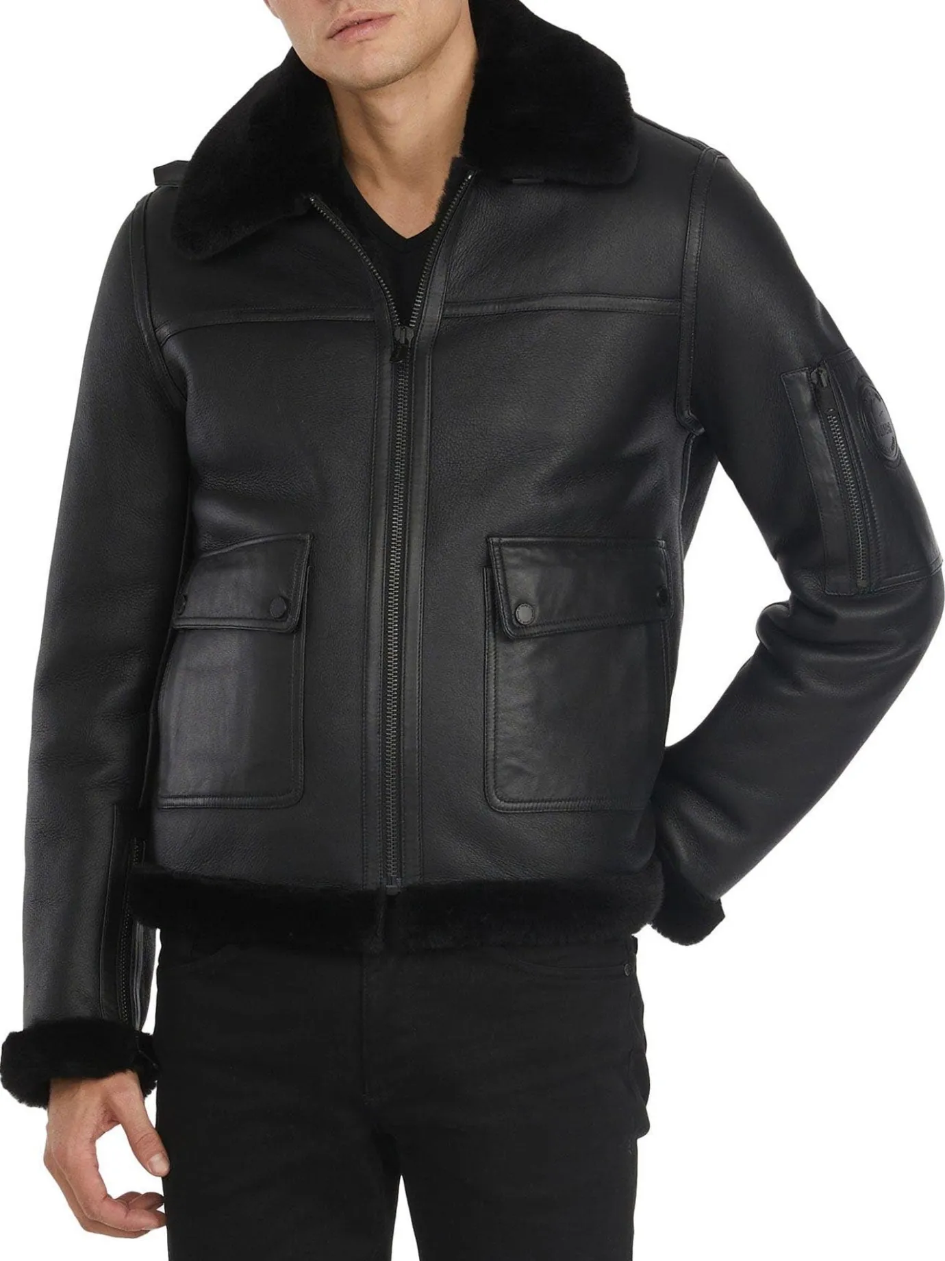 Flash Sale Heritage Aviator Blouson En Peau De Mouton Pour Hommes Hommes Bombers