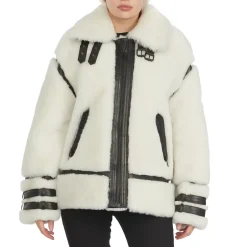 New Jenny Veste Zippee En Peau De Mouton Pour Femmes Femmes Bombers