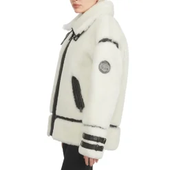 New Jenny Veste Zippee En Peau De Mouton Pour Femmes Femmes Bombers