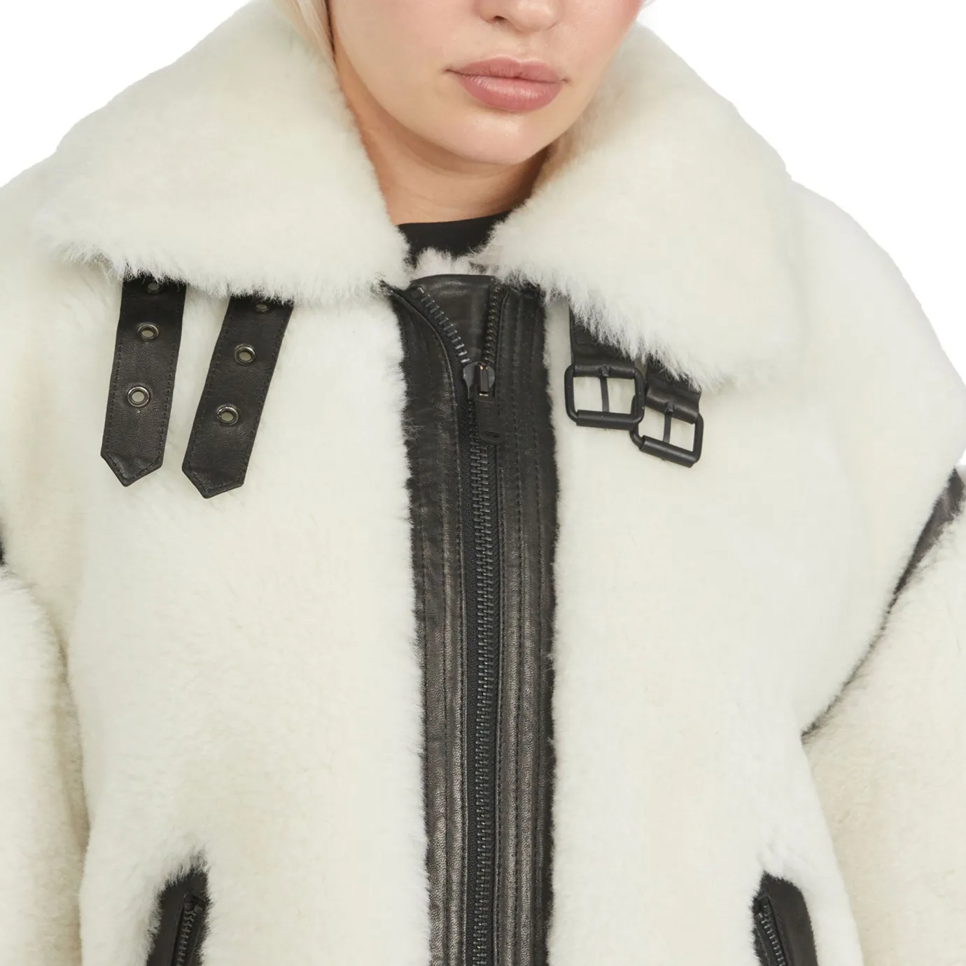 New Jenny Veste Zippee En Peau De Mouton Pour Femmes Femmes Bombers