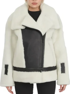 New Naomi Veste Perfecto En Peau De Mouton Pour Femmes Femmes Bombers