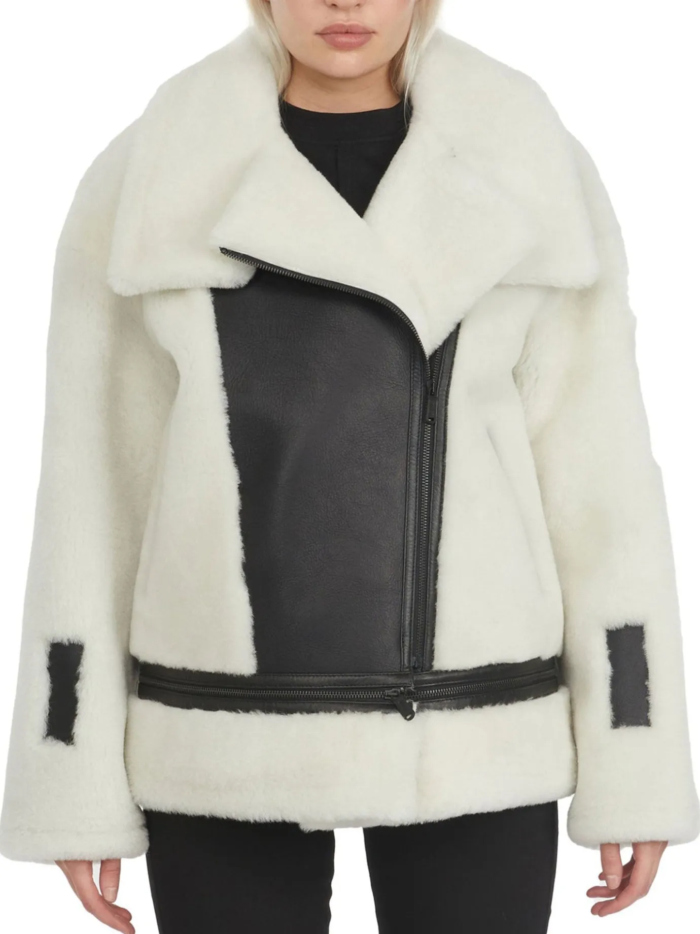 New Naomi Veste Perfecto En Peau De Mouton Pour Femmes Femmes Bombers