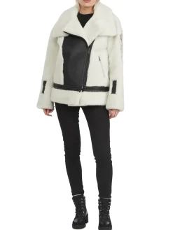 New Naomi Veste Perfecto En Peau De Mouton Pour Femmes Femmes Bombers