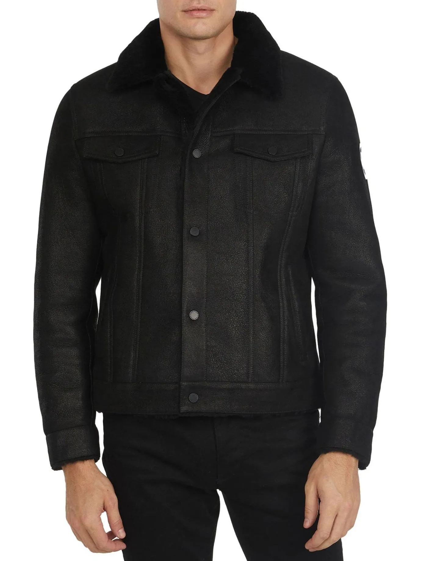 Cheap Trucker Manteau En Peau De Mouton Pour Hommes Hommes Bombers