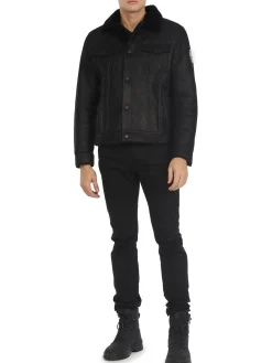 Cheap Trucker Manteau En Peau De Mouton Pour Hommes Hommes Bombers