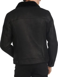 Cheap Trucker Manteau En Peau De Mouton Pour Hommes Hommes Bombers