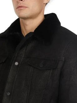 Cheap Trucker Manteau En Peau De Mouton Pour Hommes Hommes Bombers